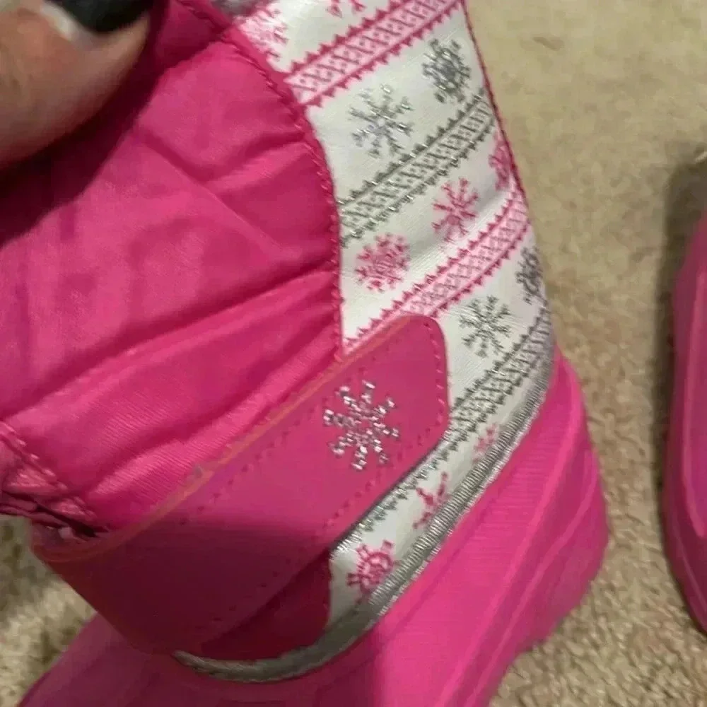 Koala Kids Toddler Girls pink Zip Up Velcro Fur Lined Waterproof snow boots 5